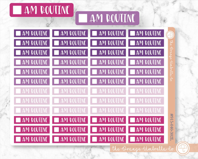 AM Routine Script Planner Stickers and Labels | F1 Pink/Purple | L-046 / 915-040-302L-WH