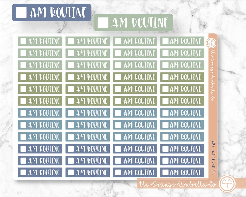 AM Routine Script Planner Stickers and Labels | F1 Muted Cools| L-048 / 915-040-307L-WH
