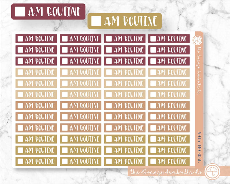 AM Routine Script Planner Stickers and Labels | F1 Muted Warms | L-047 / 915-040-306L-WH