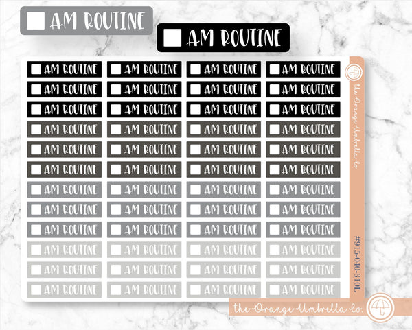 AM Routine Script Planner Stickers and Labels | F1 Black/Grey | L-051 / 915-040-310L-WH