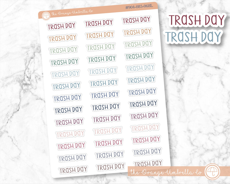 Trash Day Script Planner Stickers | F3  | 904-085-068L-WH