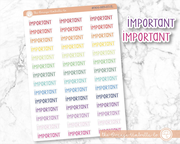 50% OFF -  CLEARANCE | Important Script Planner Stickers | F3  | S-891-R