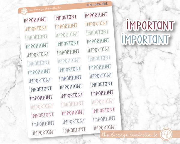 CLEARANCE | Important Script Planner Stickers | F3  | S-891-M