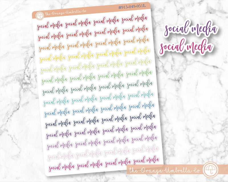 CLEARANCE | Social Media Script Planner Stickers | F2 | S-953-R / 915-049-051L-WH