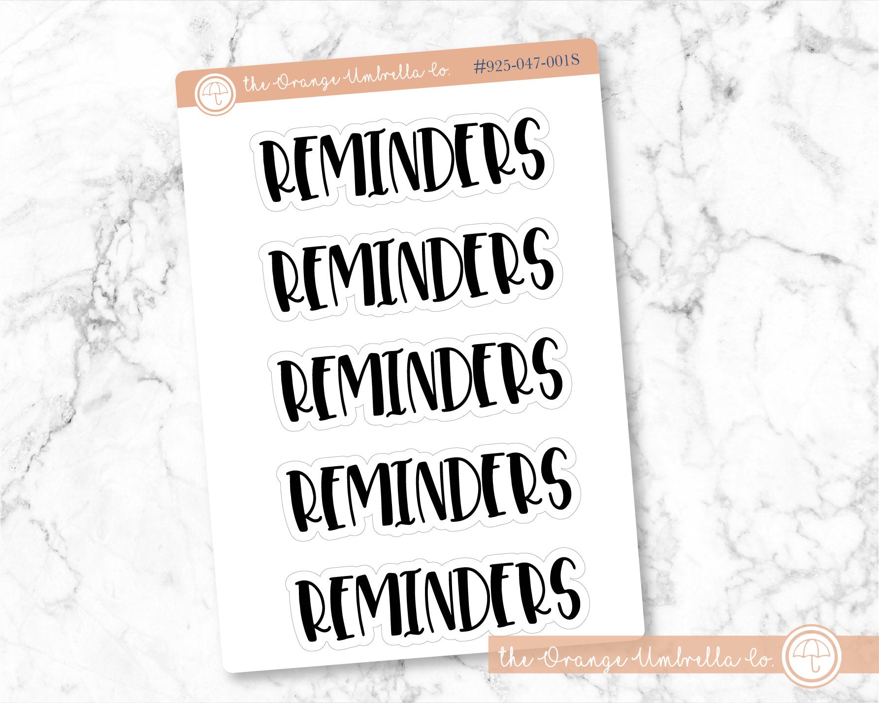 Reminders Header Script Planner Stickers | F1 | T-080-B / 925-047-001S