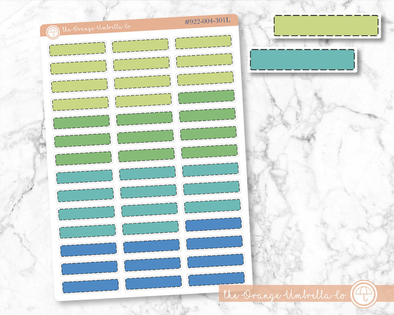 Stitched Skinny Event Planner Stickers, Green/Blues Color Appointment Planning Labels (