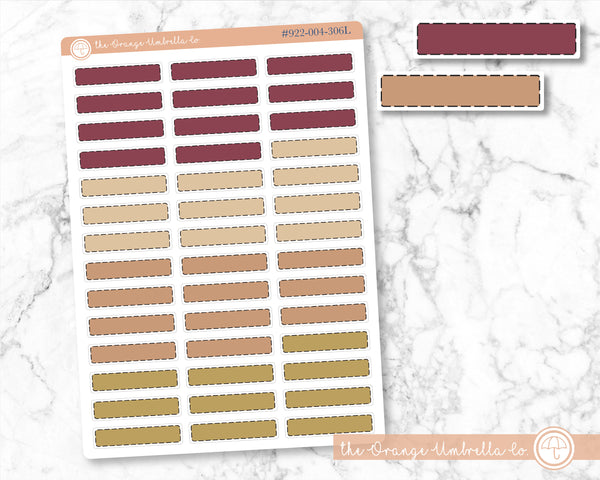 Stitched Skinny Event Planner Stickers, Muted Reds/Yellows Color Appointment Planning Labels (#922-004-306-WH)