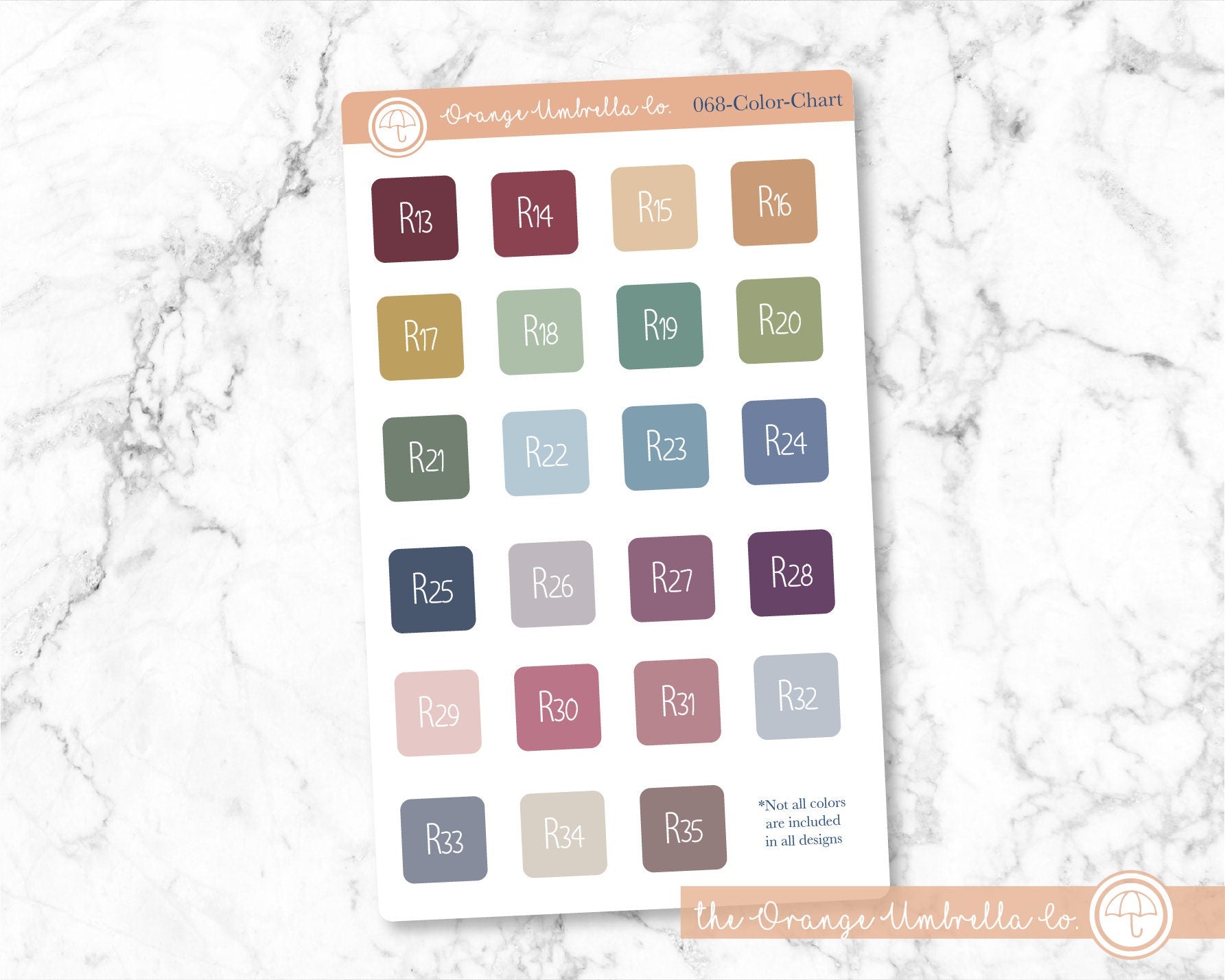 Color Chart for Planner Stickers, OUC Planner Sticker Color Chart (#ColorCharts)