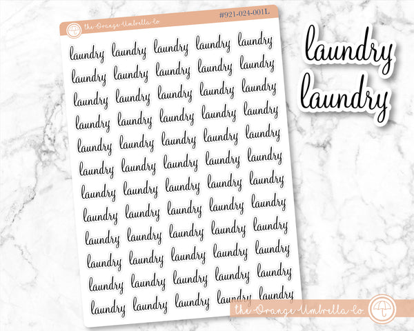 50% OFF -  CLEARANCE | Laundry Script Planner Stickers | F4 | S-091-B / 921-024-001L-WH