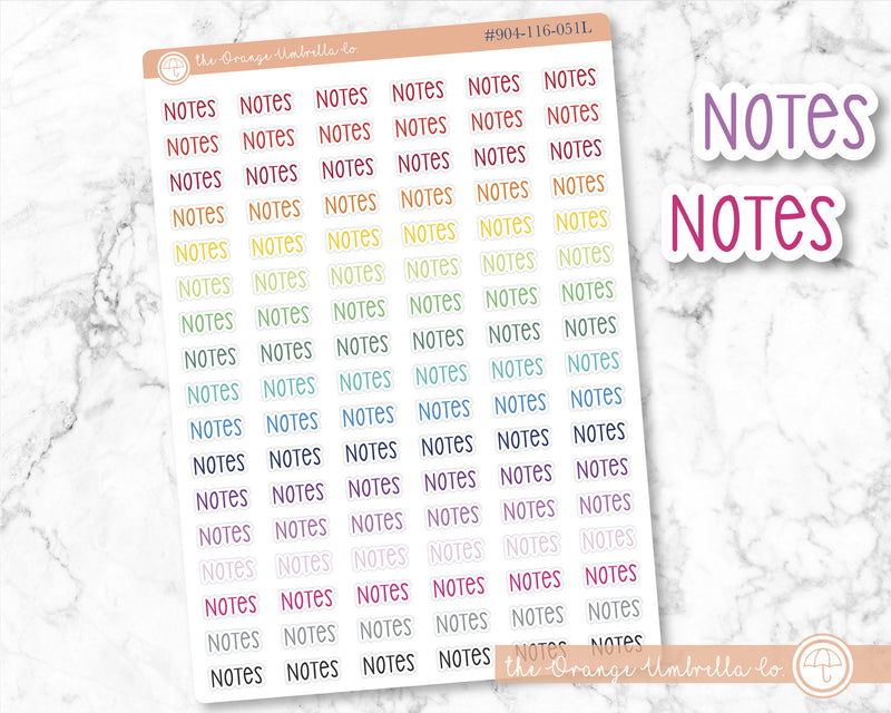 Notes Script Planner Stickers | F3  | S-753-R / 904-116-051L-WH