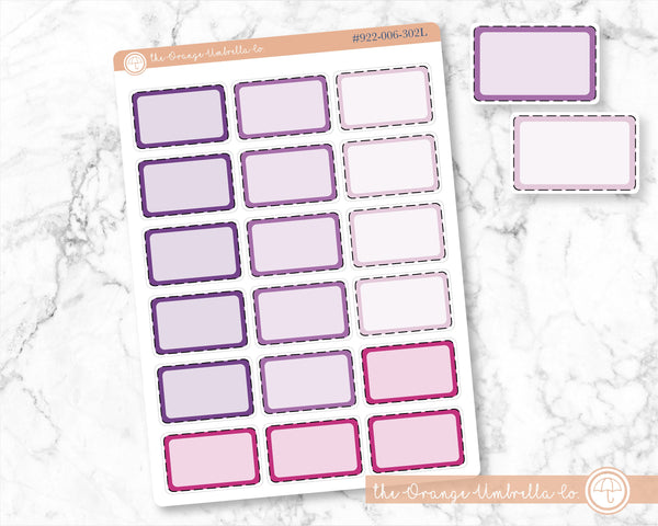 Stitched Half Box Labels, Purples/Pinks Color Appointment Labels, Basic Event Planner Stickers (#922-006-302-WH)