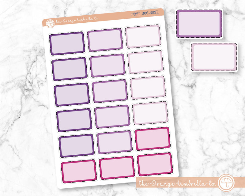 Stitched Half Box Labels, Purples/Pinks Color Appointment Labels, Basic Event Planner Stickers (