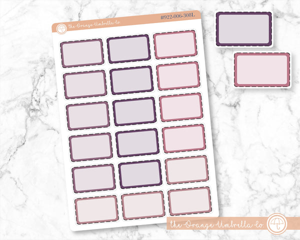 Stitched Half Box Labels, Muted Purples/Pinks Color Appointment Labels, Basic Event Planner Stickers (#922-006-308-WH)