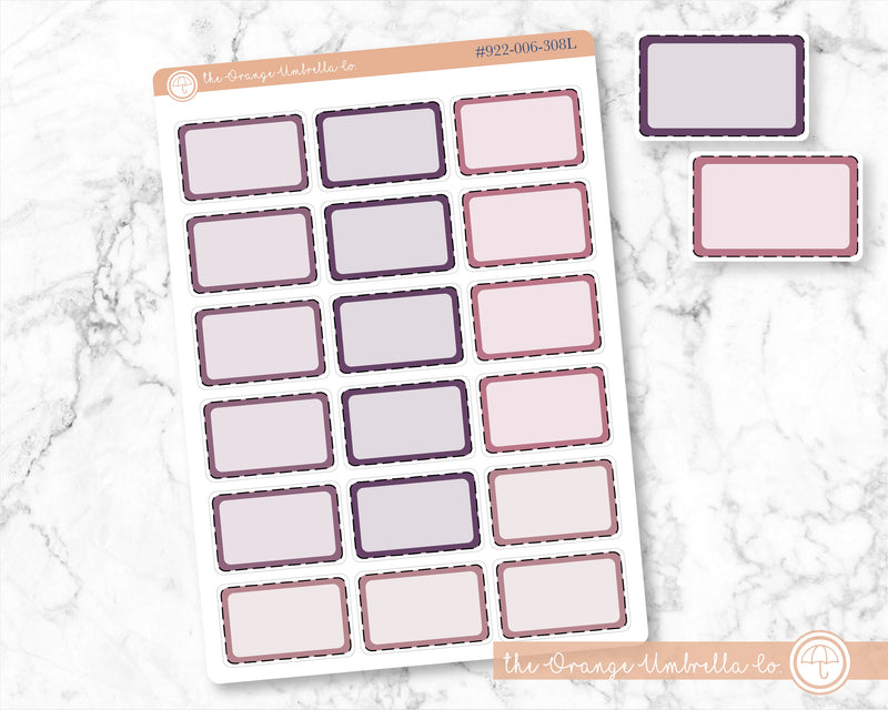 Stitched Half Box Labels, Muted Purples/Pinks Color Appointment Labels, Basic Event Planner Stickers (