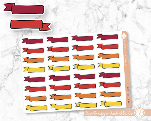 Banner Planner Labels, Flag Planner Stickers, Appointment Label Event Label, Reds/Yellows Color Print Planning Labels (#911-014-300L-WH)