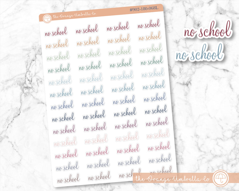 No School Script Planner Stickers | F4  | 902-180-068L-WH