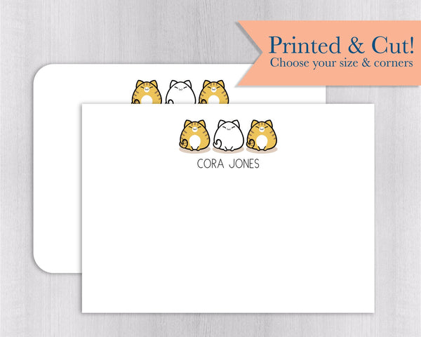 Cat Note Cards - 12pk | Personalized Flat Note Cards with Cats | Kitty Note Cards  | NC-027