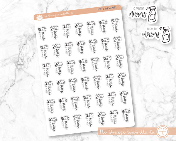 Clean The Mirrors icon Script Planner Stickers and Labels | F2 | E-128 / 921-015-001L-WH