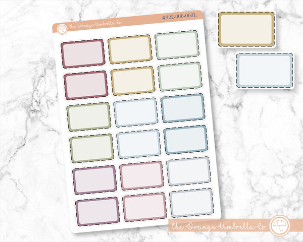 Stitched Half Box Labels, Rainbow Appointment Labels, Muted Rainbow Basic Event Planner Stickers (#922-006-068-WH)