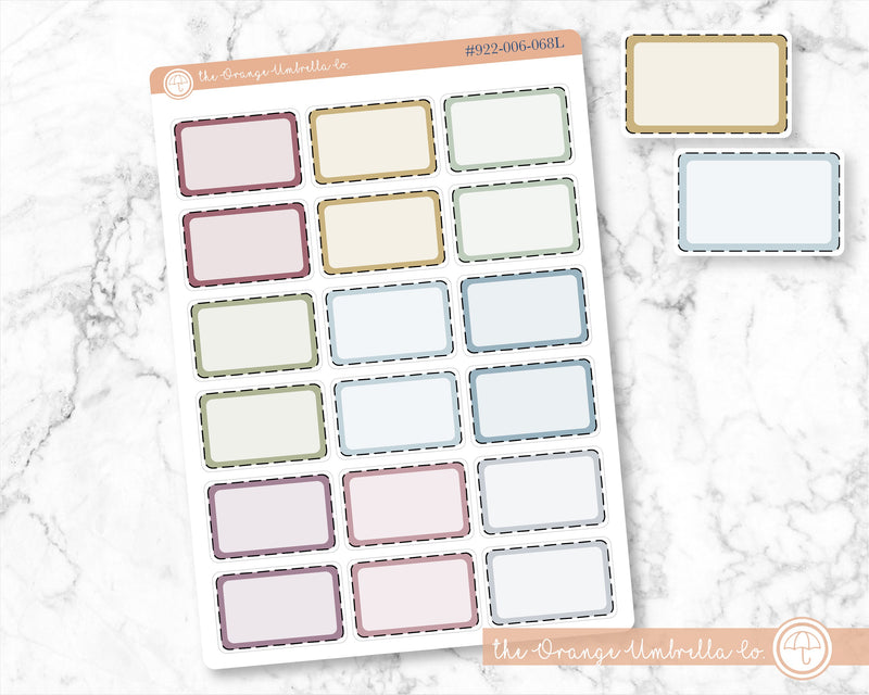 Stitched Half Box Labels, Rainbow Appointment Labels, Muted Rainbow Basic Event Planner Stickers (