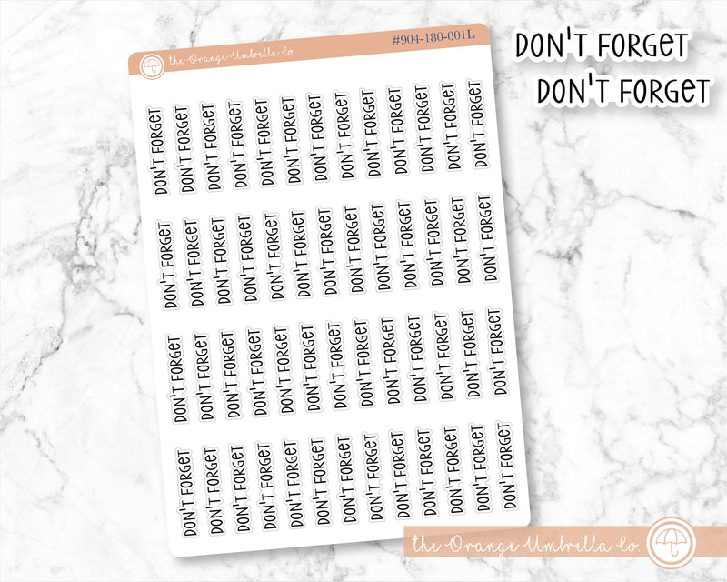 Don't Forget Script Planner Stickers | F3 | S-085 / 904-180-001L-WH