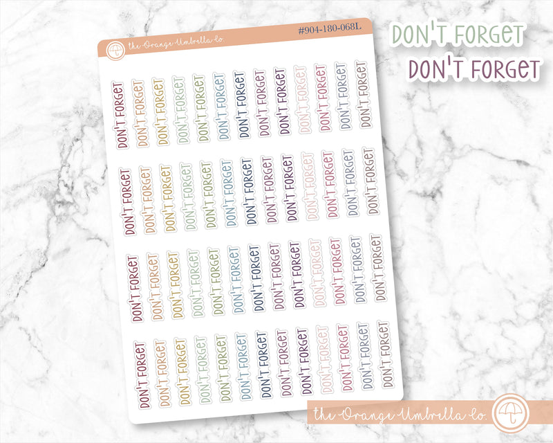 CLEARANCE | Don't Forget Script Planner Stickers | F3 | S-085 / 904-180-001L-WH