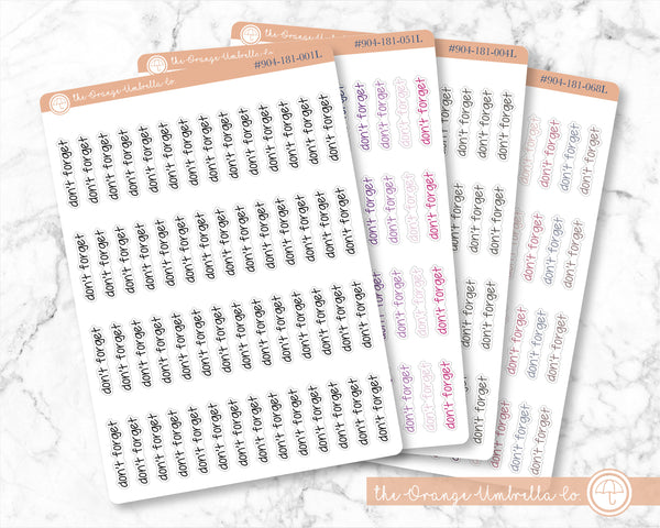 Don't Forget Jen Plans Script Planner Stickers | FJP | S-757 / 904-181-001L-WH