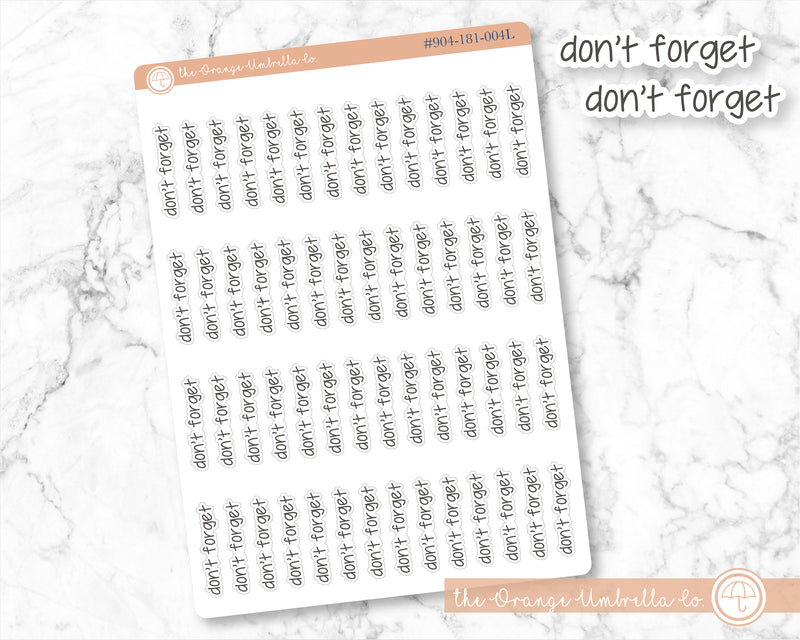 Don't Forget Jen Plans Script Planner Stickers | FJP | S-757 / 904-181-001L-WH