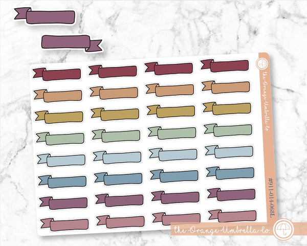 Banner Planner Labels, Flag Planner Stickers, Appointment Label Event Label, Muted Rainbow Colored Planning Labels (#911-014-068L-WH)