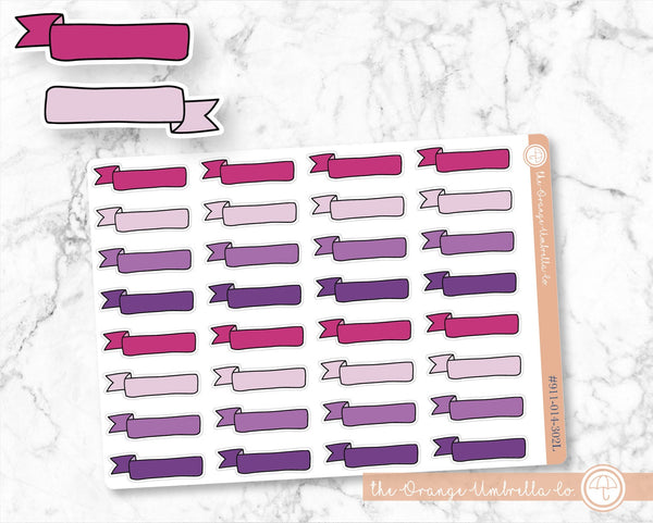 Banner Planner Labels, Flag Planner Stickers, Appointment Label Event Label, Purples/Pinks Color Print Planning Labels (#911-014-302L-WH)