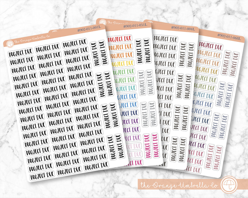 50% OFF -  CLEARANCE | Project Due Script Planner Stickers | F1 | S-581 / 902-011-001L-WH