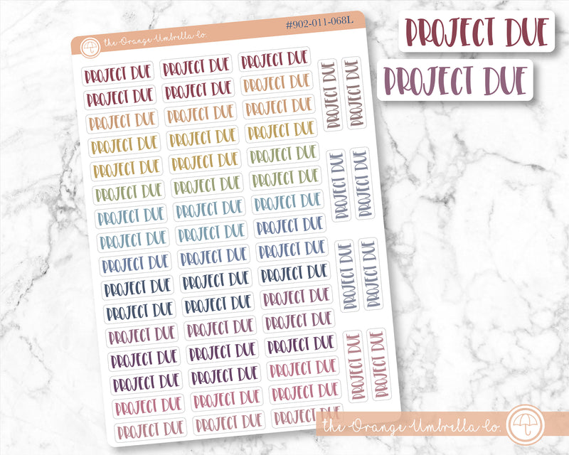 50% OFF -  CLEARANCE | Project Due Script Planner Stickers | F1 | S-581 / 902-011-001L-WH