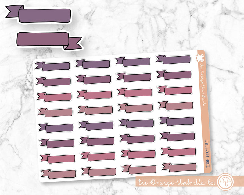 Banner Flag Appointment Planner Stickers and Labels | Muted Pink/Purple | 911-014-308L-WH