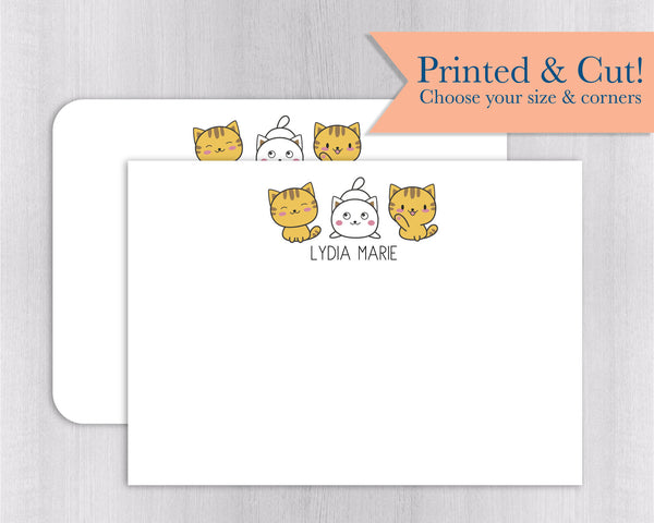 Cat Note Cards - 12pk | Personalized Flat Note Cards with Cats | Kitty Note Cards  | NC-028