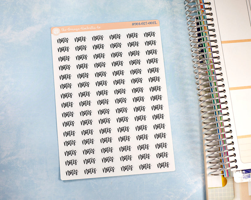 CLEARANCE | Notes Script Planner Stickers | F7 | S-752 / 904-027-001L-WH
