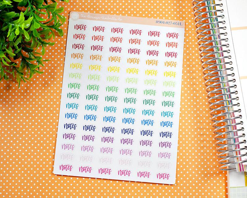 Notes Script Planner Stickers | F7 | S-752 / 904-027-001L-WH
