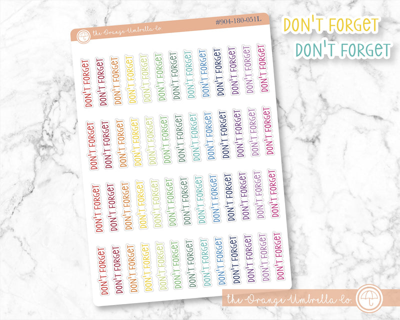 Don't Forget Script Planner Stickers | F3 | S-085 / 904-180-001L-WH