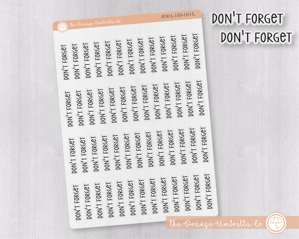 CLEARANCE | Don't Forget Script Planner Stickers | F3 Clear Matte | S-085-BCM