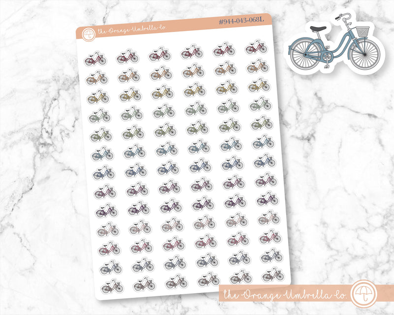 Bike Planner Stickers, Bicycle Icon Stickers, Color Print Planning Labels (