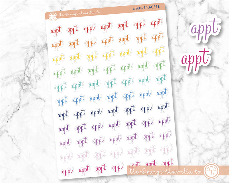 Appointment Planner Stickers, Script &quot;Appt&quot; Labels, Color Print Planning Stickers, F4 (