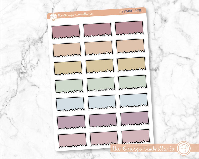 Ripped Sticky Note Planner Stickers, Torn Sticky Note Shape 1/3 Box Labels, Color Print Planning Sticky Note Stickers (