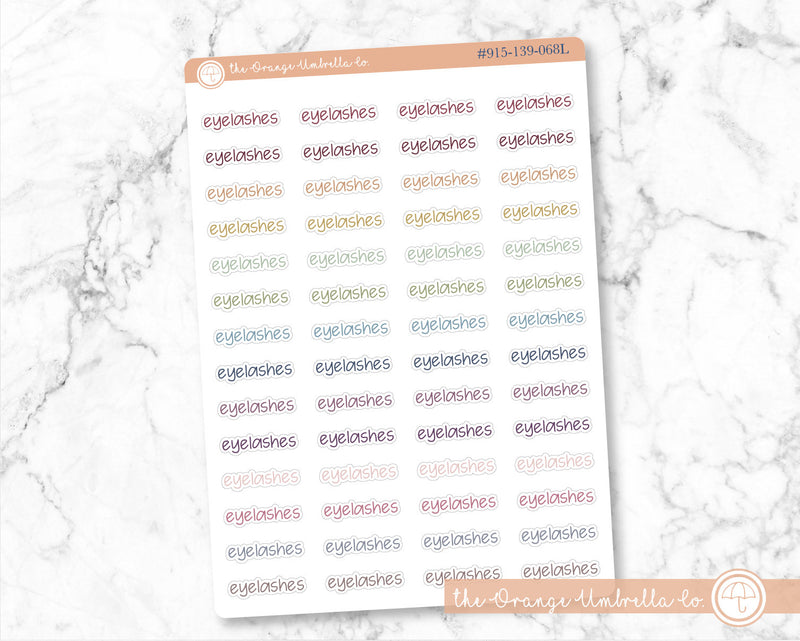 Eyelash Planner Stickers, Script &quot;Eyelash&quot; Planning Labels, Color Print Planning Stickers, FJP (