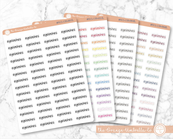 Eyelash Planner Stickers, Script &quot;Eyelash&quot; Planning Labels, Color Print Planning Stickers, FJP (#915-139-001L-WH)