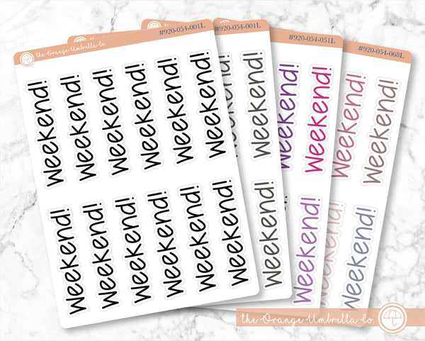 Weekend Banner Planner Stickers, Script &quot;Weekend&quot; Labels, Color Print Planning Stickers, FJP (#920-054-001L-WH)