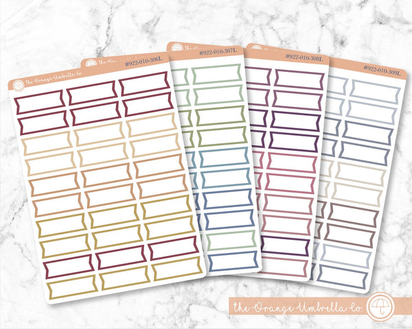 Double Flag Planner Labels, Flag Outline Planner Stickers, Muted Color Print Planning Labels (#922-010-306L-WH)