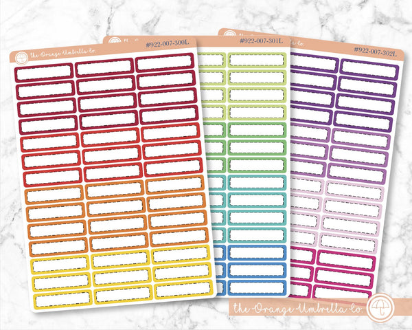Stitched Event Planner Labels, Stitched Outline Appointment Planner Stickers, Color Print Planning Labels (#922-007-300L-WH)