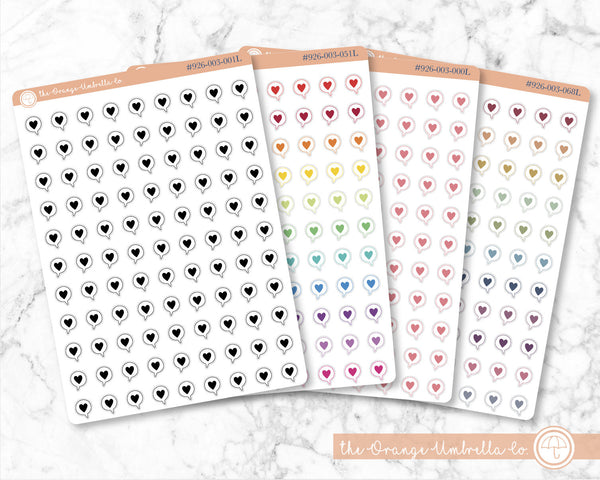 CLEARANCE | Heart Shaped Speech Bubble Icon Planner Stickers | I-203/I-204