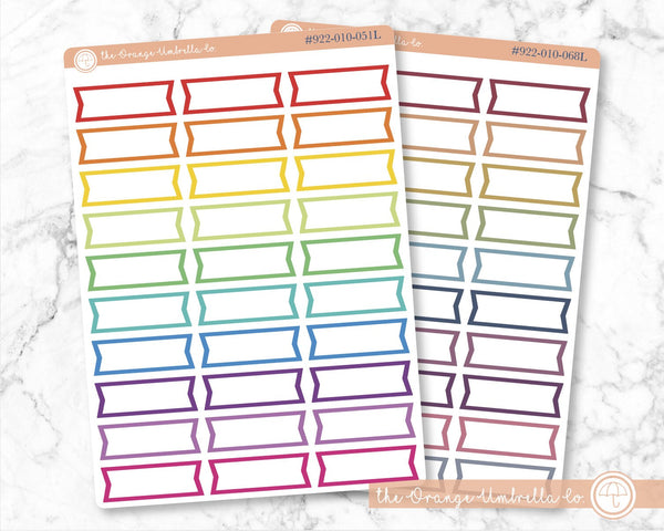 Double Flag Planner Labels, Flag Outline Planner Stickers, Rainbow Colored Planning Labels (#922-010-051L-WH)