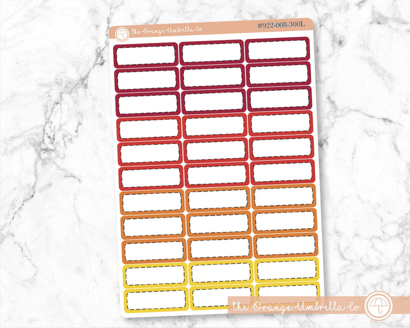 Stitched Event 1/3 Box Planner Labels, Stitched Outline Appointment Planner Stickers, Color Print Planning Labels (