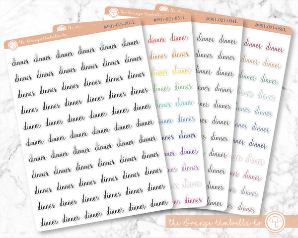 Dinner Planner Stickers, Script &quot;Dinner&quot; Labels, Color Print Planning Stickers, F4 (#901-021-001L-WH)